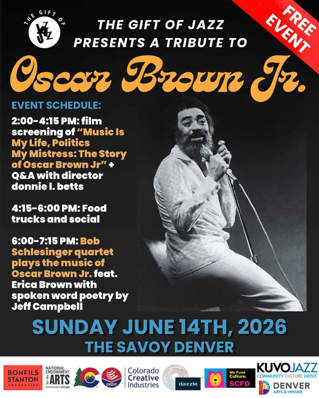 A Tribute to Oscar Brown Jr. presented by Gift of Jazz