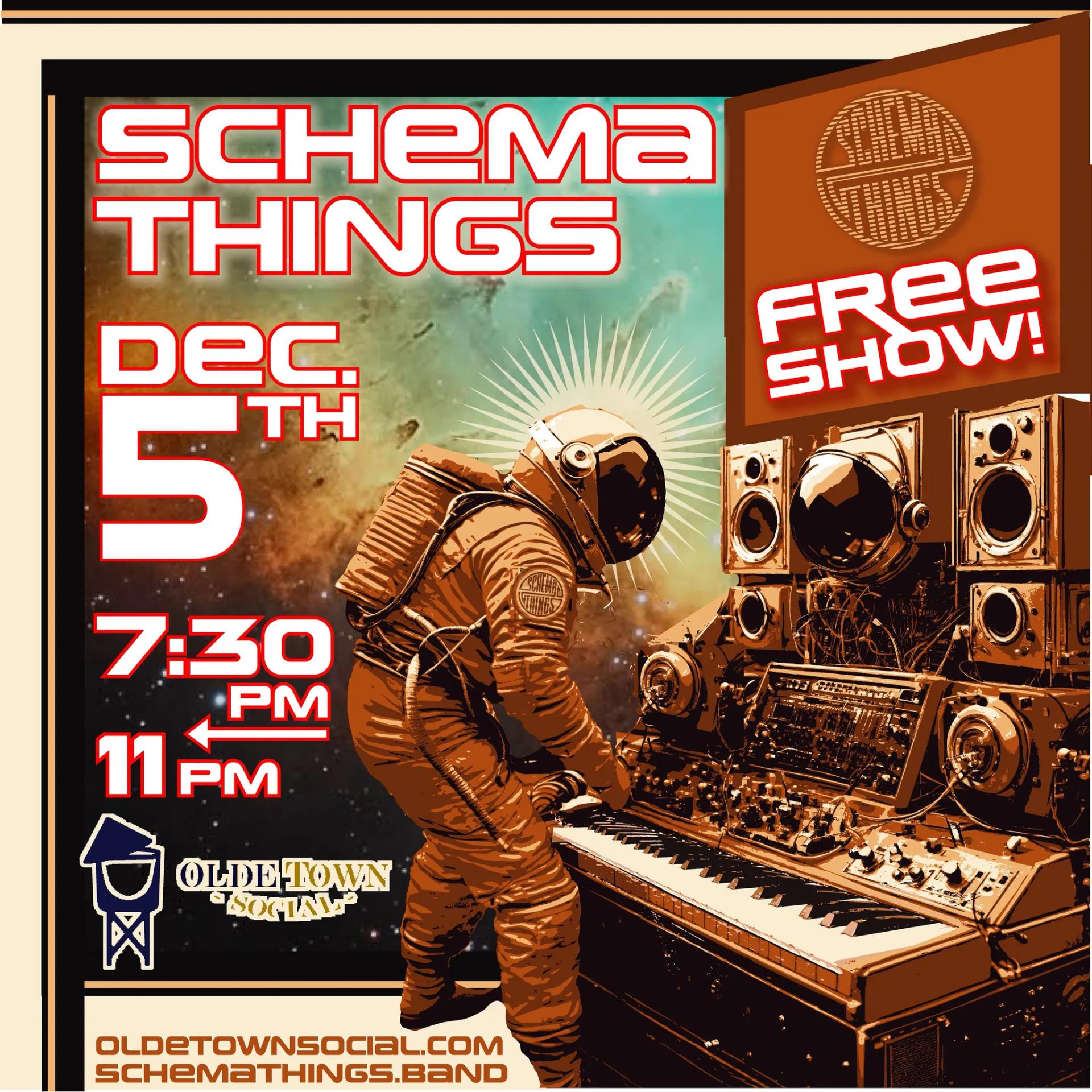 Schema Things, playing Olde Town Social, Dec 5