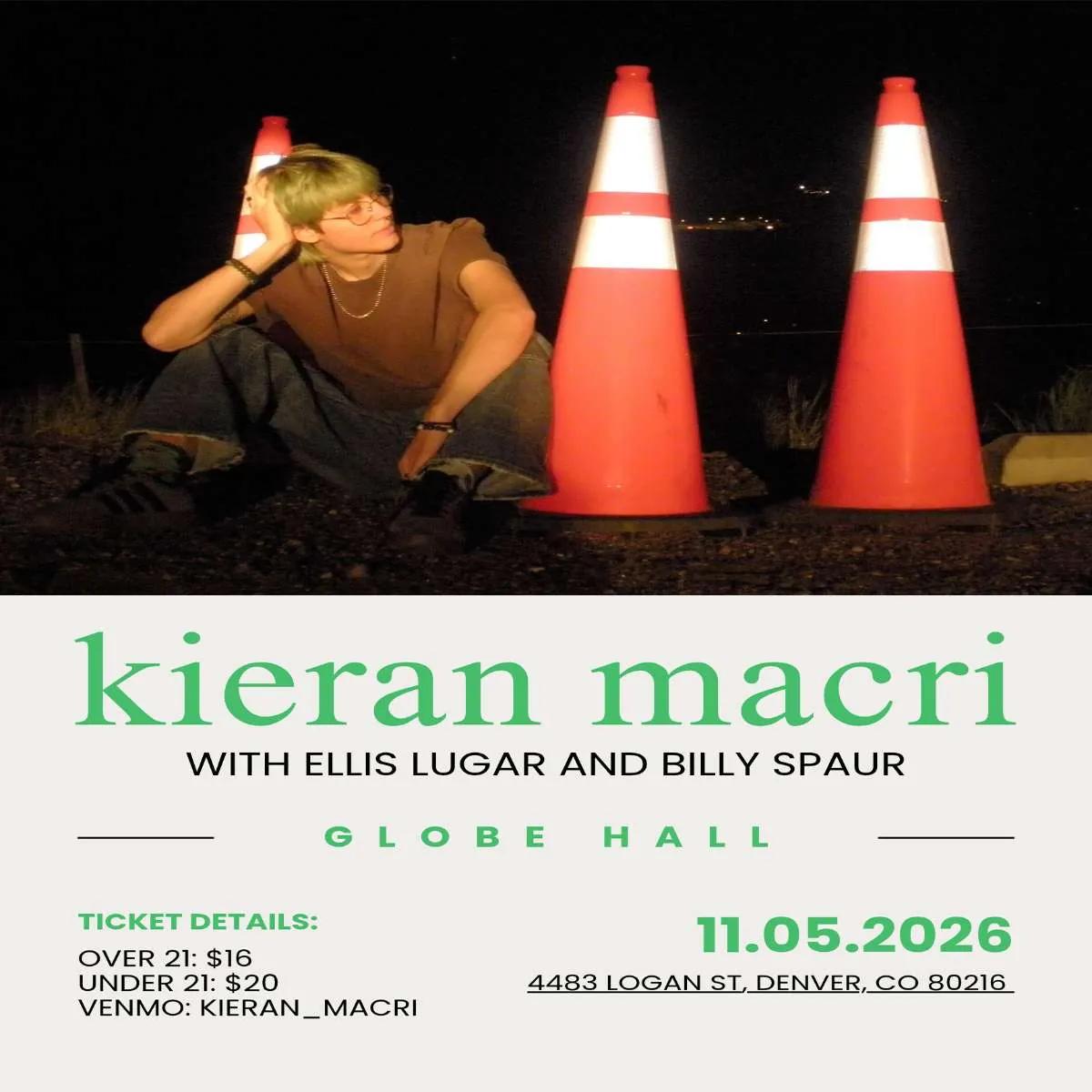 Kieran Macri Band w/ Ellis Lugar + Billy Spaur at Globe Hall, Denver