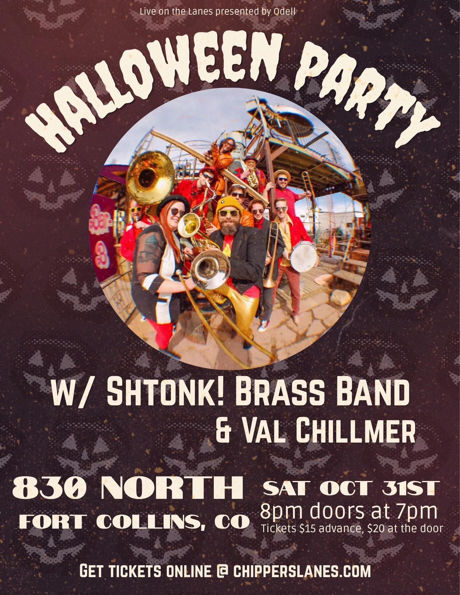 Shtonk Brass Band Halloween Party with Val Chillmer at 830 North, Fort Collins